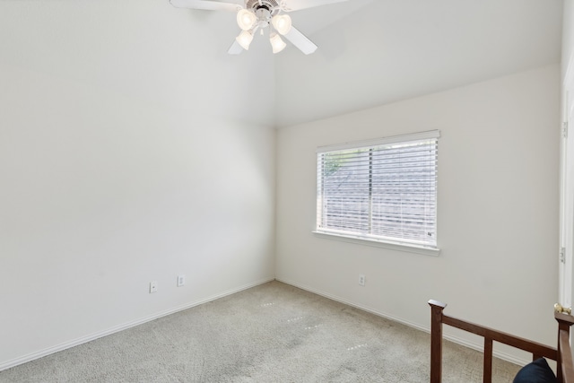 5516 Greenview Ct, North Richland Hills, TX 76148 - unfurnished room with light carpet, ceiling fan, baseboards, and vaulted ceiling
