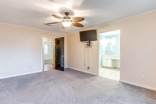 4428 Aspen Way, Haltom City, TX 76137 - empty room featuring carpet floors, ceiling fan, crown molding, and baseboards