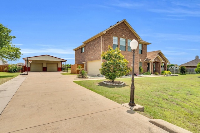 136 Devonshire Dr, Waxahachie, TX 75167 - traditional-style house with a garage, brick siding, and an outbuilding