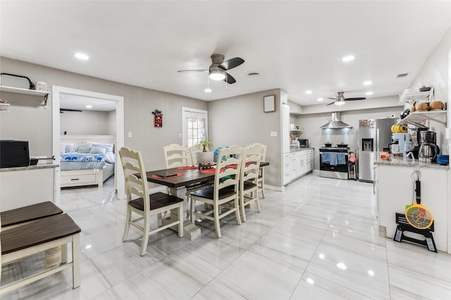 420 Shady Oaks Ln, Paris, TX 75460 - dining room featuring a ceiling fan and recessed lighting