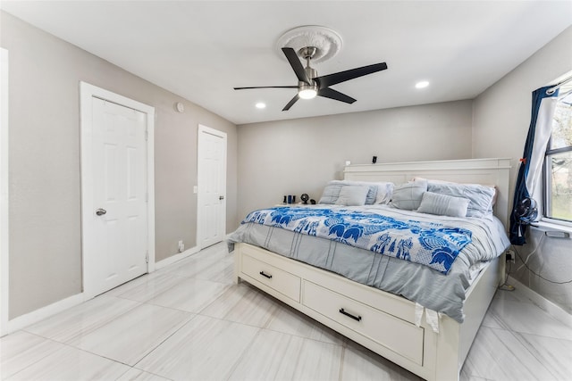 420 Shady Oaks Ln, Paris, TX 75460 - bedroom with recessed lighting, ceiling fan, and baseboards