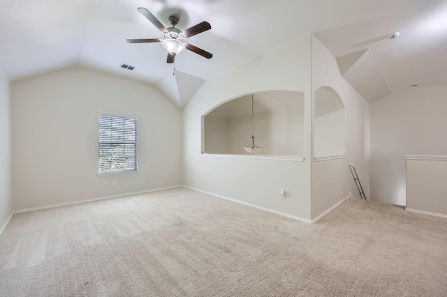 1017 Oarlock Dr, Crowley, TX 76036 - bonus room with lofted ceiling, carpet flooring, ceiling fan, and baseboards