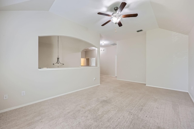 1017 Oarlock Dr, Crowley, TX 76036 - carpeted spare room with vaulted ceiling, ceiling fan, and baseboards