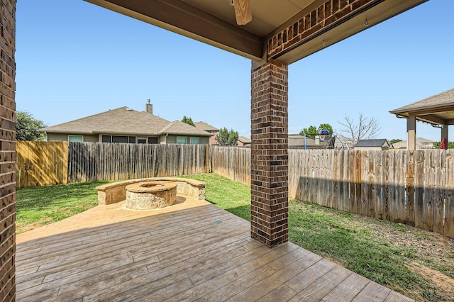 1017 Oarlock Dr, Crowley, TX 76036 - wooden terrace featuring a fire pit