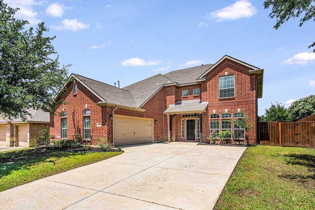 12816 Lizzie Pl, Fort Worth, TX 76244 - view of front of home with brick siding, driveway, a garage, roof with shingles, and a gate