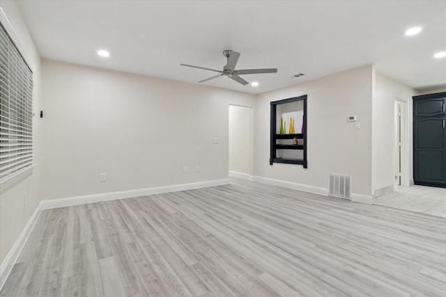 1006 Tower Dr, Cedar Hill, TX 75104 - unfurnished living room featuring recessed lighting, a ceiling fan, light wood-style flooring, and baseboards