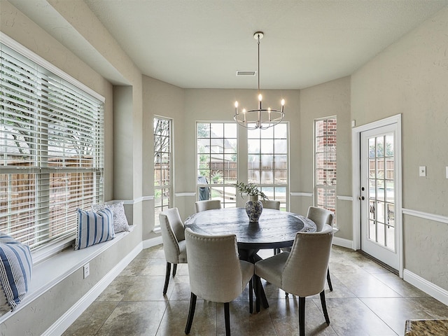 2420 Lilyfield Dr, Trophy Club, TX 76262 - dining space featuring a chandelier, plenty of natural light, and baseboards