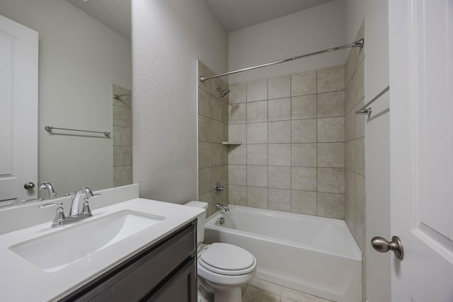 14844 Gentry Dr, Aledo, TX 76008 - bathroom with vanity, washtub / shower combination, toilet, and tile patterned flooring