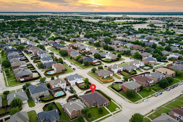 3159 Market Center Dr, Rockwall, TX 75032 - aerial view at dusk of a residential view and a water view