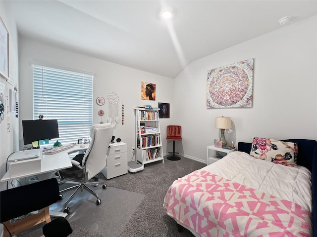 1192 Norias Dr, Forney, TX 75126 - bedroom with vaulted ceiling, carpet floors, and an office area