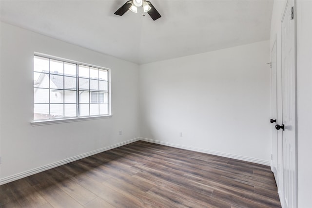 3713 Dentelle Dr, Plano, TX 75023 - spare room with dark wood-style flooring, a ceiling fan, and baseboards