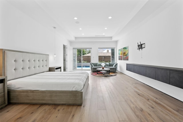 11110 Saint Michaels Dr, Dallas, TX 75230 - bedroom featuring wood finished floors, access to outside, and recessed lighting