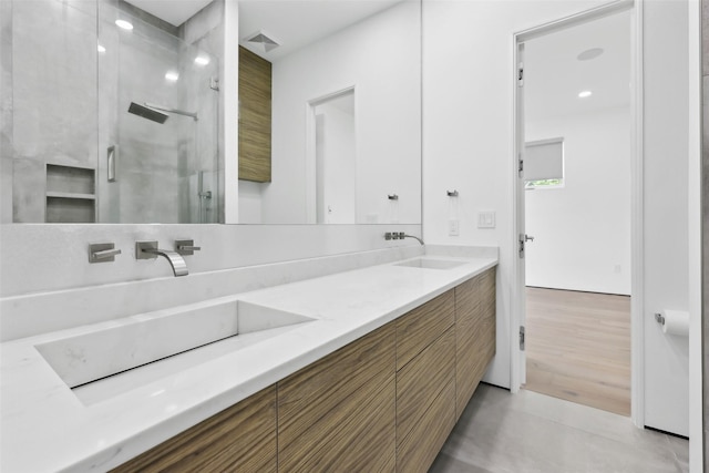 11110 Saint Michaels Dr, Dallas, TX 75230 - full bath featuring double vanity and a stall shower