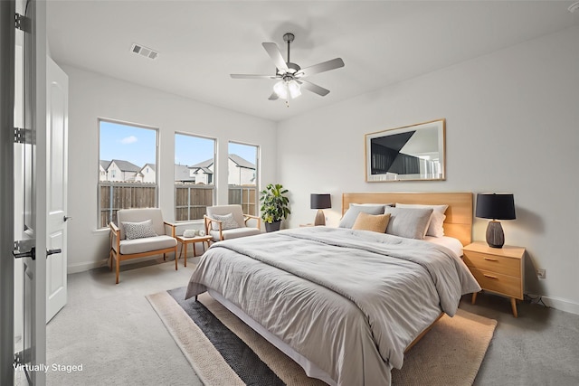 1021 Allegheny Ct, Burleson, TX 76028 - bedroom with baseboards, light colored carpet, and ceiling fan