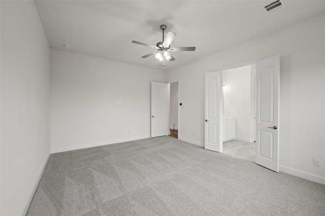 1021 Allegheny Ct, Burleson, TX 76028 - unfurnished bedroom with carpet floors, baseboards, ensuite bath, and ceiling fan