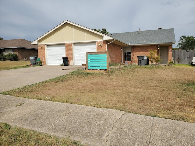 5412 Brookhollow Dr, Sachse, TX 75048 - ranch-style house with brick siding, a front yard, roof with shingles, and driveway