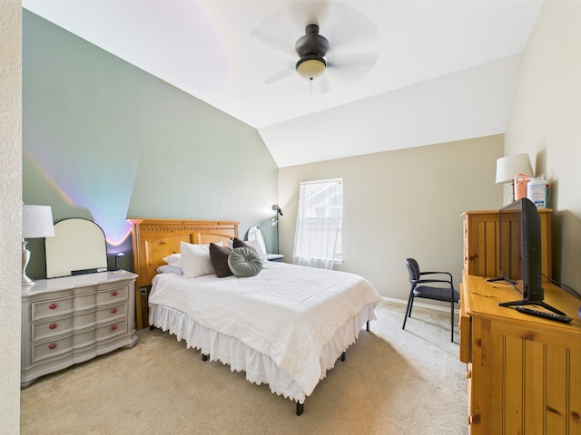 1409 Stoney Hills Dr, Cedar Hill, TX 75104 - bedroom with carpet flooring, vaulted ceiling, a ceiling fan, and baseboards