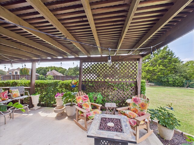 1409 Stoney Hills Dr, Cedar Hill, TX 75104 - view of patio / terrace with an outdoor fire pit
