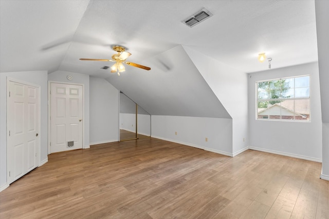 410 Etheridge Rd, Canton, TX 75103 - additional living space with ceiling fan, vaulted ceiling, light wood-style floors, and baseboards