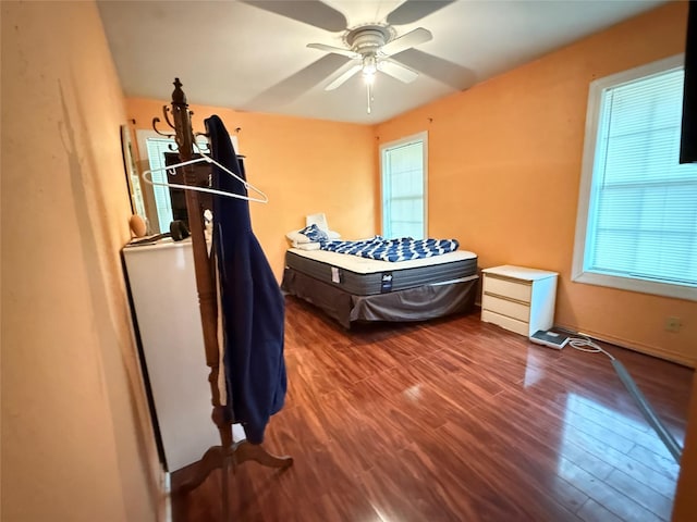 3106 Marydale Rd, Garland, TX 75041 - bedroom with wood finished floors, multiple windows, and ceiling fan