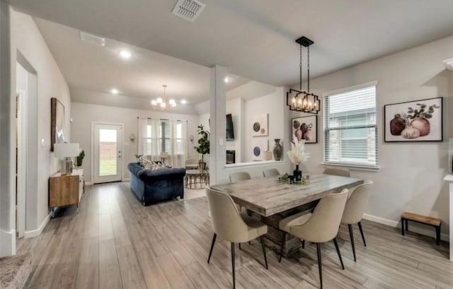 1568 Glacier Rdg, Royse City, TX 75189 - dining space with a chandelier, light wood-style floors, baseboards, and recessed lighting