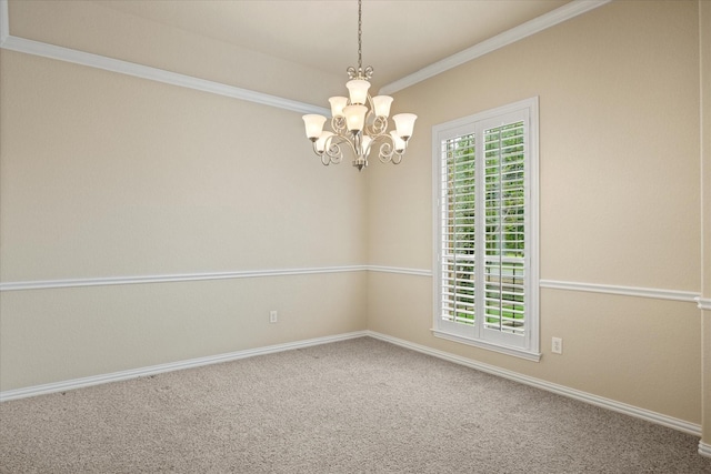 7017 Westover Dr, Granbury, TX 76049 - carpeted empty room featuring a chandelier, baseboards, and crown molding
