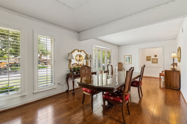 7422 Whispering Pines Dr, Dallas, TX 75248 - dining area featuring healthy amount of natural light, hardwood / wood-style flooring, and baseboards