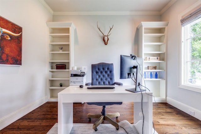 3929 Lively Ln, Dallas, TX 75220 - office with wood finished floors, baseboards, and ornamental molding