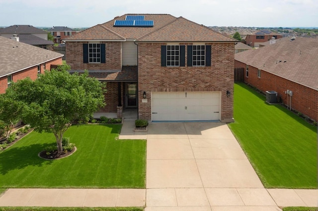 1278 Wysteria Ln, Burleson, TX 76028 - traditional home featuring brick siding, central AC, an attached garage, and roof with shingles