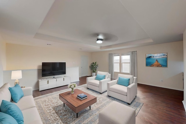 1278 Wysteria Ln, Burleson, TX 76028 - living area featuring a raised ceiling and wood finished floors