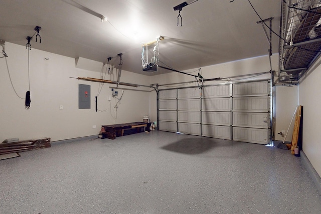 1278 Wysteria Ln, Burleson, TX 76028 - garage featuring a garage door opener, electric panel, and baseboards