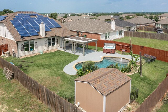 1278 Wysteria Ln, Burleson, TX 76028 - view of pool featuring a patio, a residential view, an outdoor structure, a pergola, and a grill