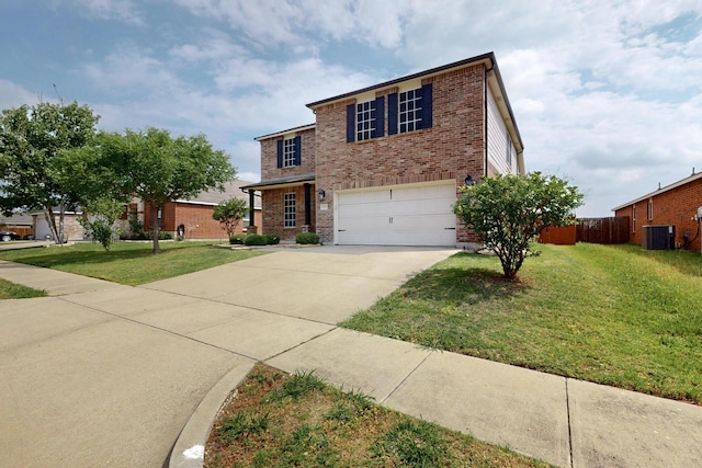 1278 Wysteria Ln, Burleson, TX 76028 - traditional-style home featuring brick siding, central AC unit, a garage, and concrete driveway