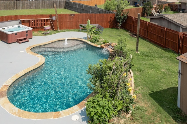 1278 Wysteria Ln, Burleson, TX 76028 - view of swimming pool with a hot tub and a patio area