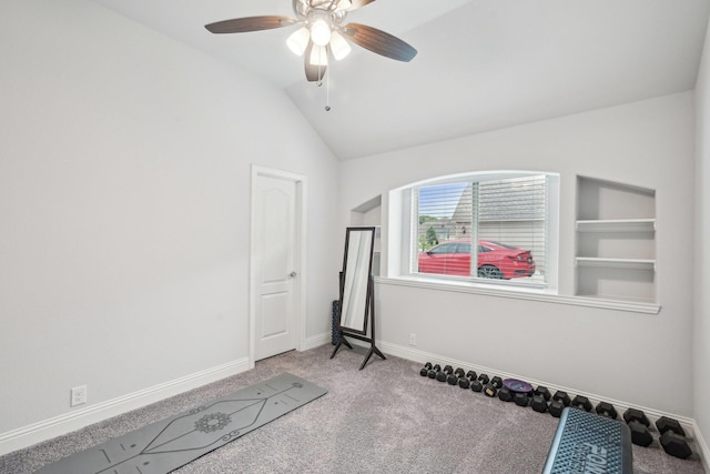 1512 Nighthawk Ln, Mansfield, TX 76063 - unfurnished room with carpet floors, lofted ceiling, a ceiling fan, and baseboards