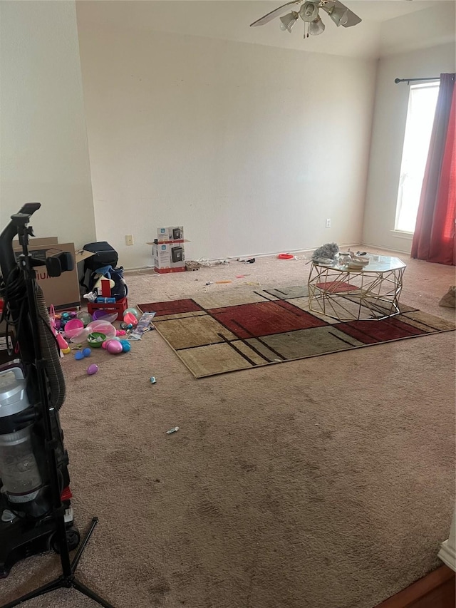 2225 W Appaloosa Dr, Lancaster, TX 75146 - unfurnished living room featuring carpet and a ceiling fan