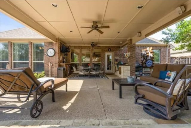 1104 Killian Dr, Mansfield, TX 76063 - view of patio / terrace with an outdoor living space and ceiling fan