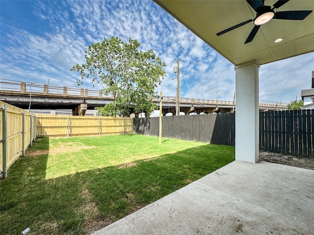 2417 Merlin St, Dallas, TX 75215 - view of yard with a ceiling fan and a patio