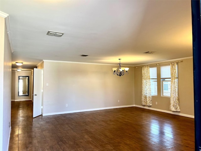 608 Marbury Way, Wylie, TX 75098 - unfurnished room with crown molding, a chandelier, baseboards, and dark wood-style floors