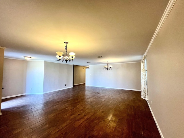 608 Marbury Way, Wylie, TX 75098 - unfurnished room featuring a chandelier, ornamental molding, dark wood finished floors, and baseboards