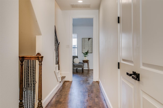 2123 Diversey St, Dallas, TX 75201 - hall featuring dark wood-style floors and baseboards