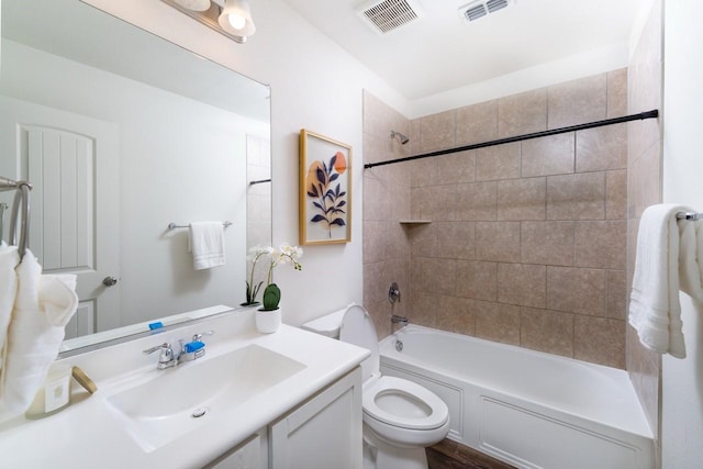 1215 Chapel Hill Dr, Anna, TX 75409 - bathroom featuring toilet, vanity, shower / bathtub combination, and wood finished floors