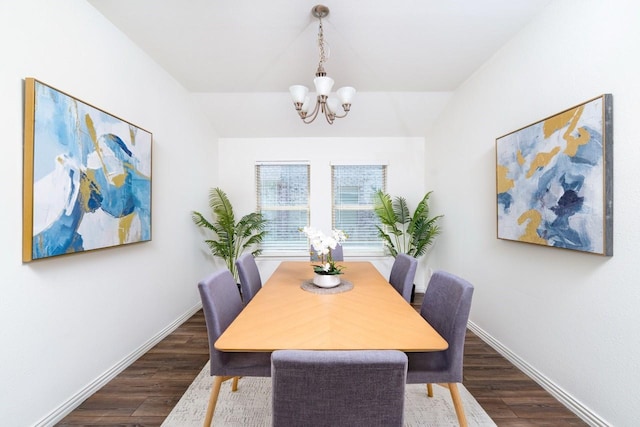 1215 Chapel Hill Dr, Anna, TX 75409 - dining area featuring a chandelier, dark wood finished floors, and baseboards