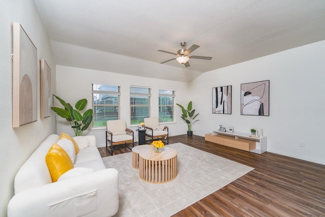1215 Chapel Hill Dr, Anna, TX 75409 - living room with a ceiling fan, wood finished floors, and baseboards