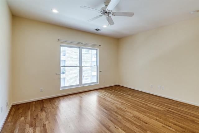 4100 Travis St Unit 19, Dallas, TX 75204 - unfurnished room with light wood-style flooring, baseboards, recessed lighting, a ceiling fan, and a smoke detector