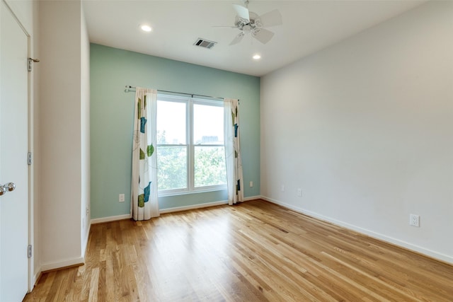 4100 Travis St Unit 19, Dallas, TX 75204 - unfurnished room featuring ceiling fan, light wood-style floors, baseboards, and recessed lighting