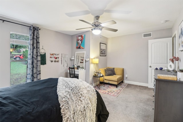 3713 Fairfield Dr, Carrollton, TX 75007 - carpeted bedroom featuring baseboards and ceiling fan