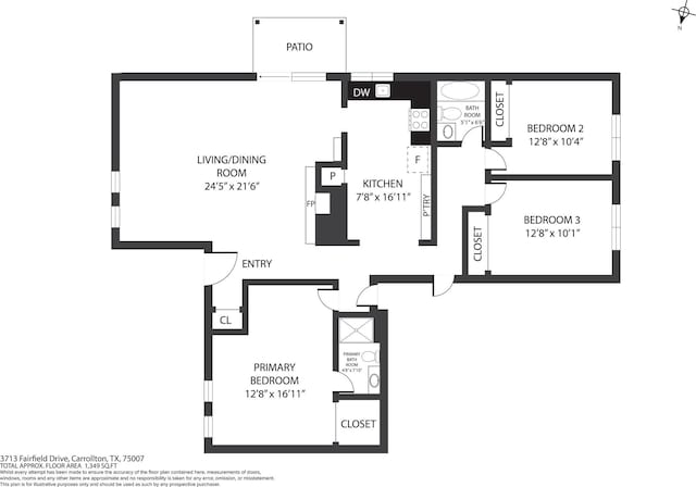 3713 Fairfield Dr, Carrollton, TX 75007 - property floor plan