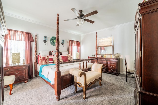 1124 Wishing Well Ct, Cedar Hill, TX 75104 - bedroom featuring carpet flooring, crown molding, and ceiling fan