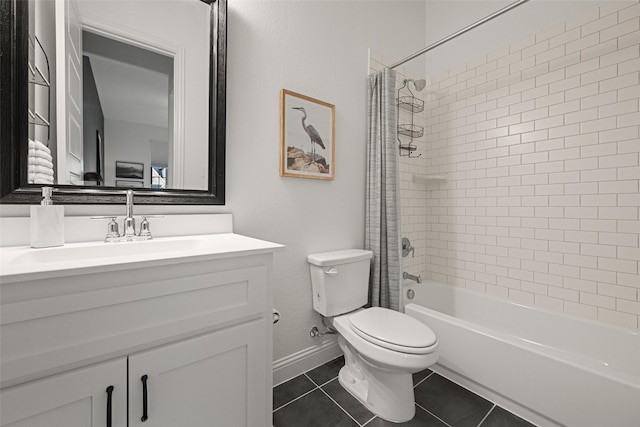 1804 Rockwood Ln, Mansfield, TX 76063 - full bathroom featuring toilet, shower / tub combo, vanity, and tile patterned flooring